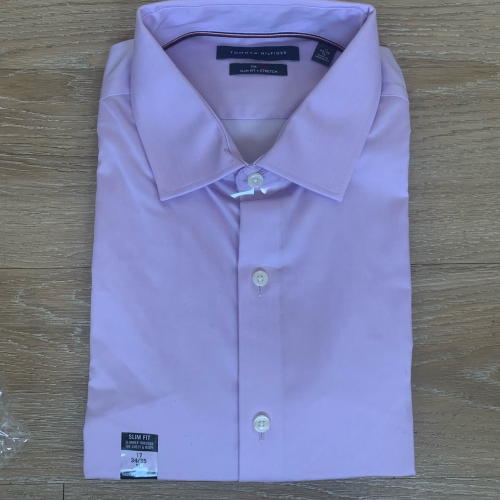 Tommy Hilfiger (NWT) Men's Lavender Slim Fit Stretch Dress Shirt Size XL
